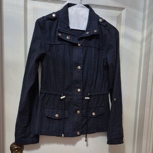 Liquidx Navy Blue Utility Jacket with Drawstring Waist